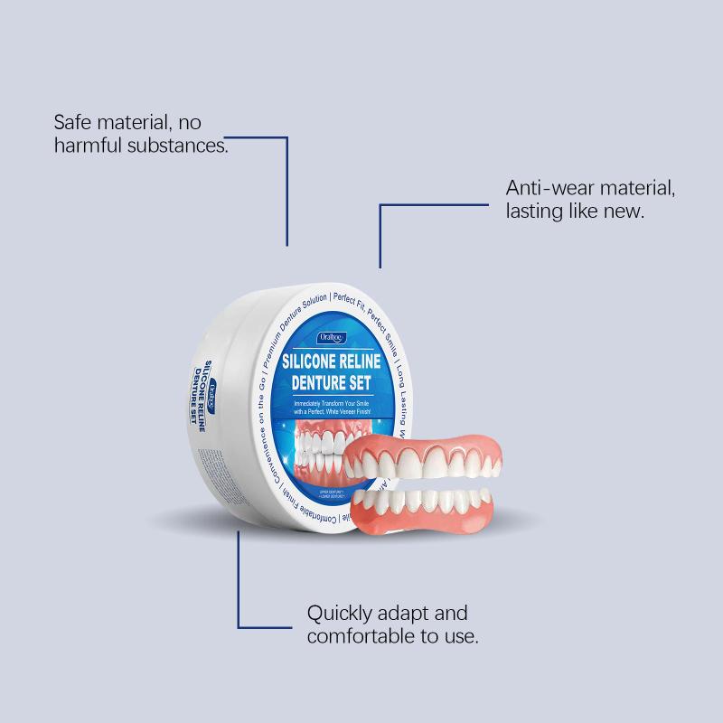 2pcs Denture False Teeth Set Teeth Beauty Set Enhance Smile Aesthetics Comfortable Material Care Kit