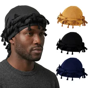 4pcs Vintage Tassel Men's Headscarf, Elastic Satin Headband with Straps, Lightweight and Breathable, Ideal for Running and Fitness