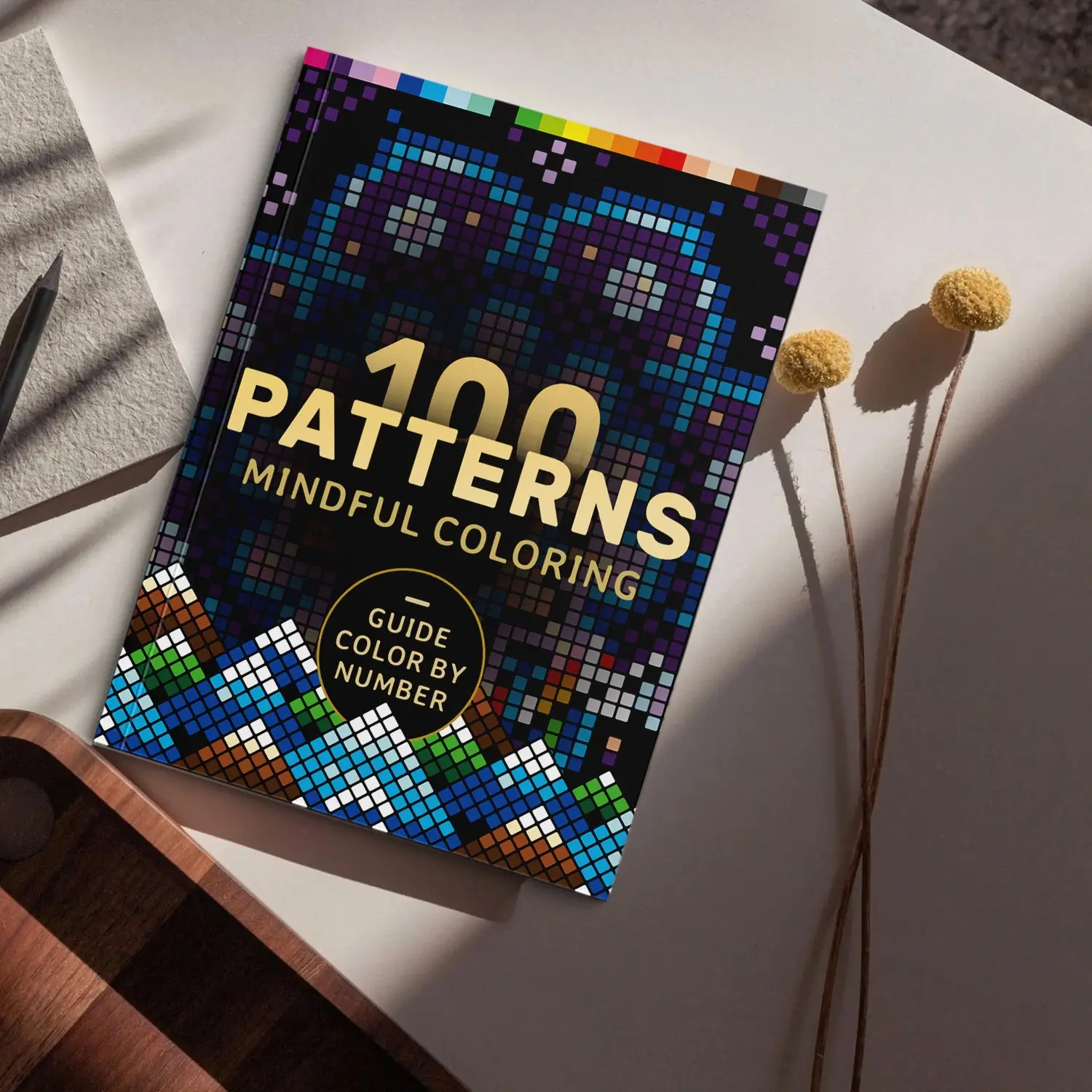 100 Patterns Mindful Coloring Book, Mindfulness Relaxing Number Fill-In Activity, Perfect for Stress Relief, Ideal Gift for Adults & Kids