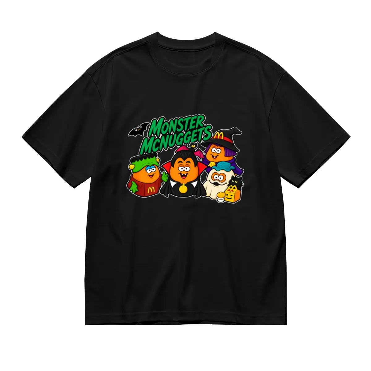 Monster McNuggets Halloween Funny Graphic Shirt Retro Fast Food Lovers Casual Tee