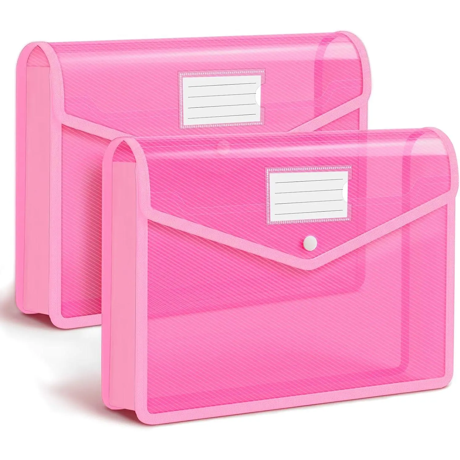 2 count Plastic Expanding File Folder with Snap Closure,Large Capacity | Expandable Envelope File Folder Organizer Holder, Plastic File Wallet for Letter Size/A4 Documents(Clear )