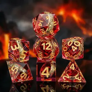 Ring DND Dice Set – Embedded Ring Dice, Unique Resin D&D Dice, Fantasy Artifact Dice, Sharp Edge Polyhedral Dice, RPG Gift