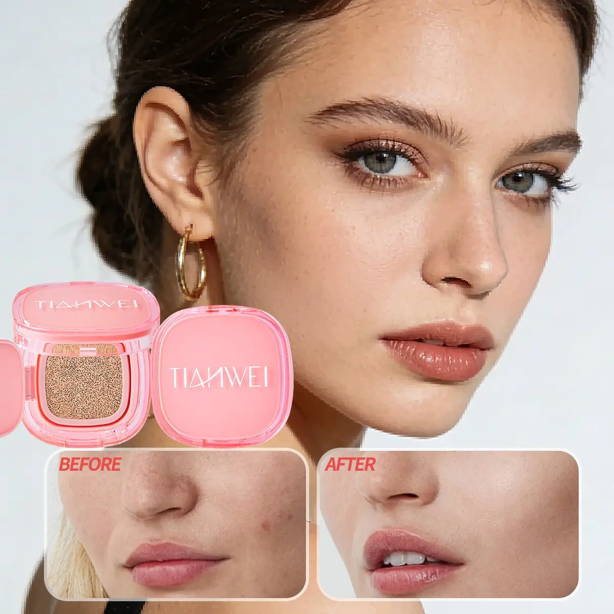 Shiny Foundation Balm, Brightening Hydrating Coverage, Long-Lasting Makeup, Pore Minimizing, Lightweight Texture, Suitable for All Skin Types