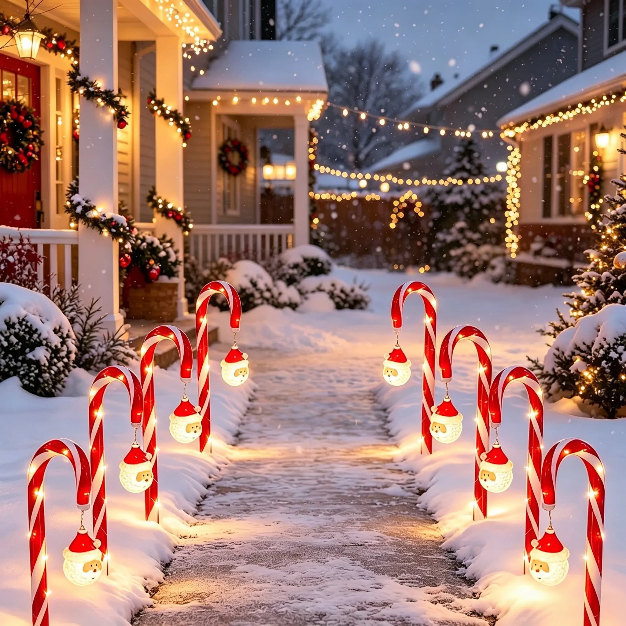 4pcs Santa Candy Cane Lawn Lights, 8 Lighting Modes, Indoor Outdoor Christmas Decor, for Yard, Garden, Tree, Holiday Outdoor Decoration