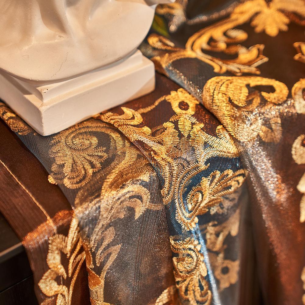 Vintage Floral Embroidered Curtain, 1 Count Retro Decorative Drapes, Suitable for Living Room or Bedroom Windows, Home Decoration Curtain