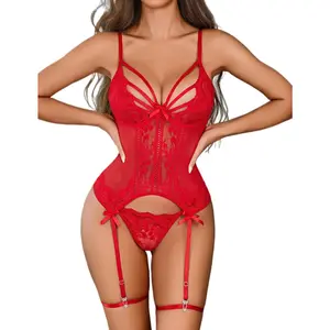 Outdoor sports Avidlove Women Sexy Underwire Lingerie Set Lace Garter Teddy Strappy Cutout Bodysuit Sheer Mesh Exotic Nightwear