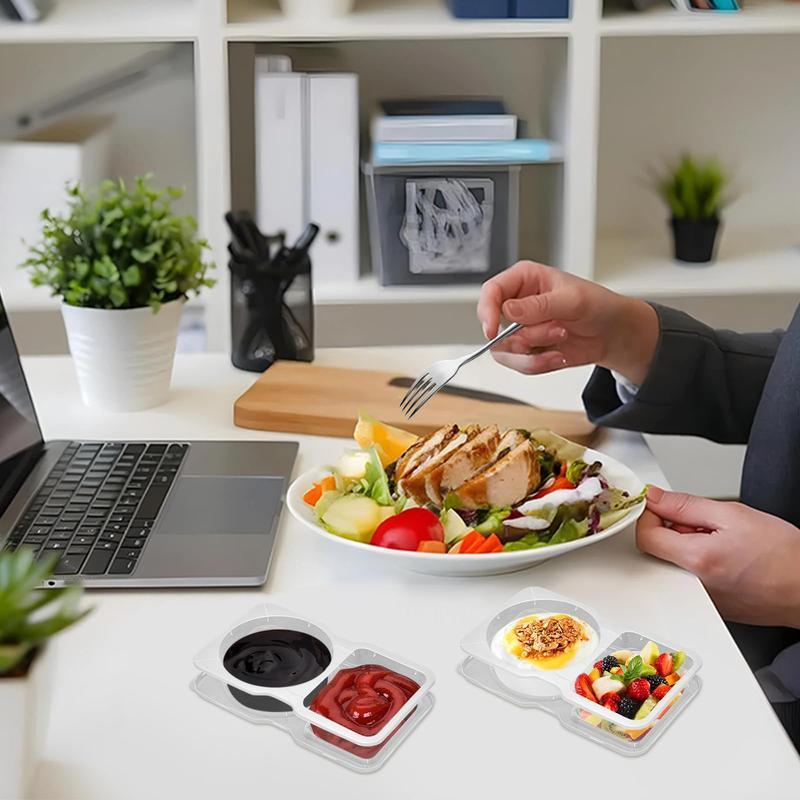 40Set Snackle Box Containers Reusable Double Compartment with Utensils On-the-Go Camping Food Storage Safe Durable Stackable Food-Grade Plastic Tidy Easy Stackable Sealed Lids