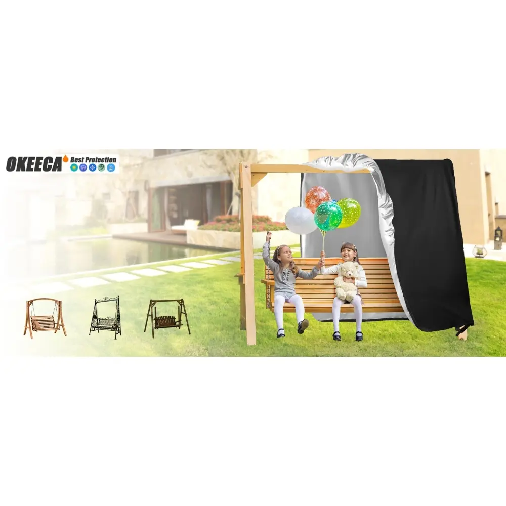 OKEECA Outdoor Swing Cover, A Frame Patio Swing Cover, Swing Cover for Outdoor Furniture Porch Cover Glider Hammock Cover Waterproof - 72" Lx55 Wx67 H
