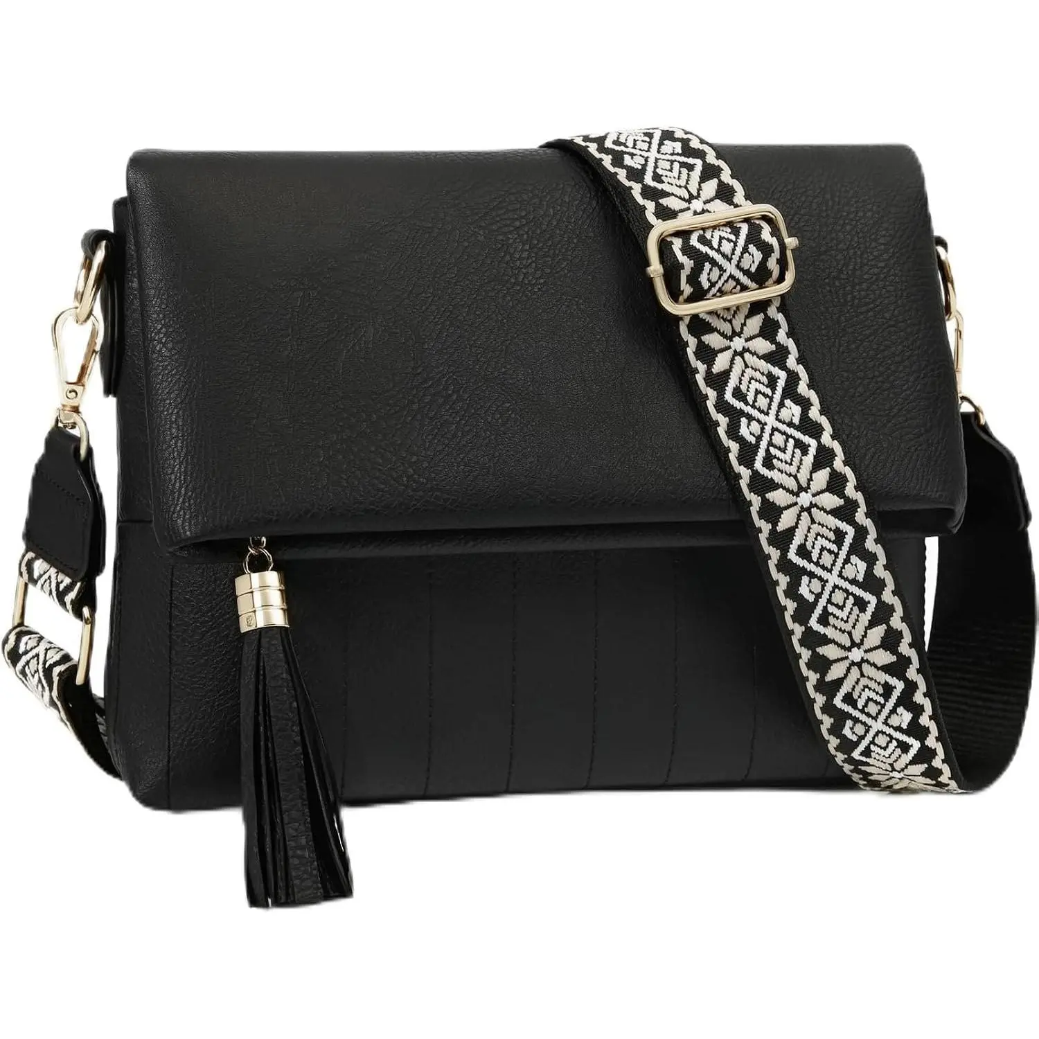 Women's Leather Crossbody Bags Anti  Purses RFID Blocking Handbags Trendy Travel Adjustable Strap Tassel