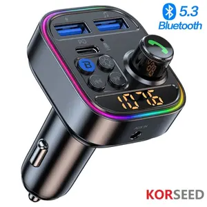 FM Transmitter Bluetooth 5.3 Car Adapter - 30W Fast Charging 12-24V Type-C USB Car Charger, Wireless Bluetooth Radio Receiver, MP3 Player, Handsfree Call, Compatible with iPad