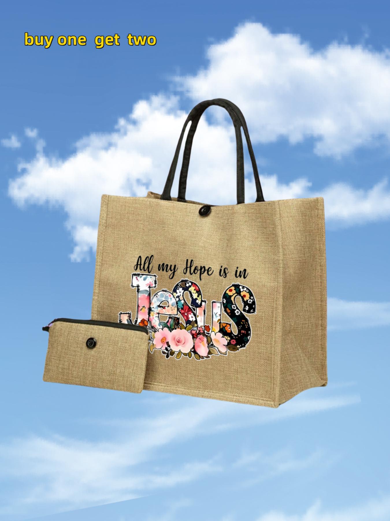 Women's Floral & Letter Pattern Tote Bag & Wallet Set, Large Capacity Shoulder Bag & Wallet, Casual Trendy High-quality Daily Commuting Bag Set