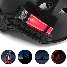 Tactical Helmet Light, Personal Identification Marker Survival Safety Signal Light with Constant/Strobe Task Lamp for Hunting Fishing Hiking Cycling