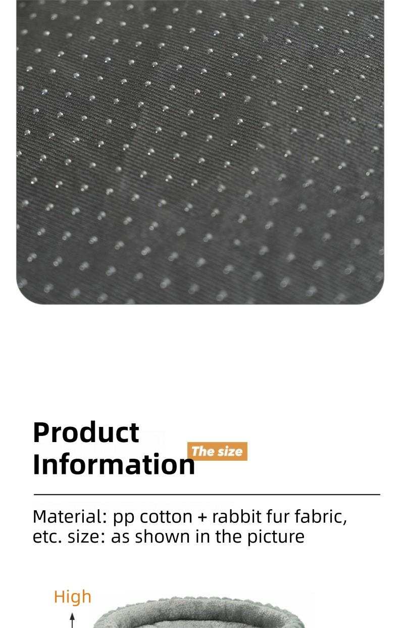 Fluffy Rabbit Fur Round Pet Bed – Quilted Donut Cushion for Cats & Dogs, Thickened Anti-Slip Mat, Small Medium Large Sizes