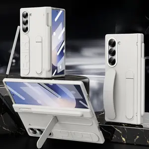 Premium Full Coverage Hinge Case For Samsung Z Fold7 Fold6 Fold5 Fold4 Fold3 W24 W23 W22, Built-in Screen Film, S Pen Slot, Wrist Strap & Desktop Kickstand