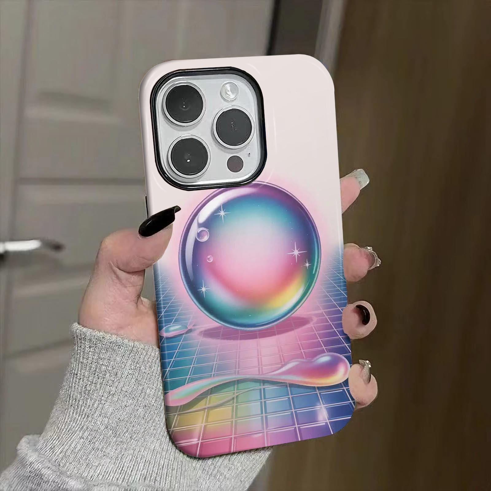 Rainbow, bubble, grid Soft And Hard Two-In-One Film Printed Full Pattern Case For IPhone 16 15 14 13 1211 Pro Max Plus Phone Case