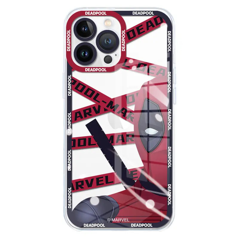 Phone Case - Deadpool Trendy Cool Transparent Black Soft Case Anti-Scratch Painted Lens Full Protection Anti-Drop Premium Sense High-End Phone Case Suitable for Apple/Iphone17Promax/17E/Air/16Plus/15/14/13Mini/12/11/Xr