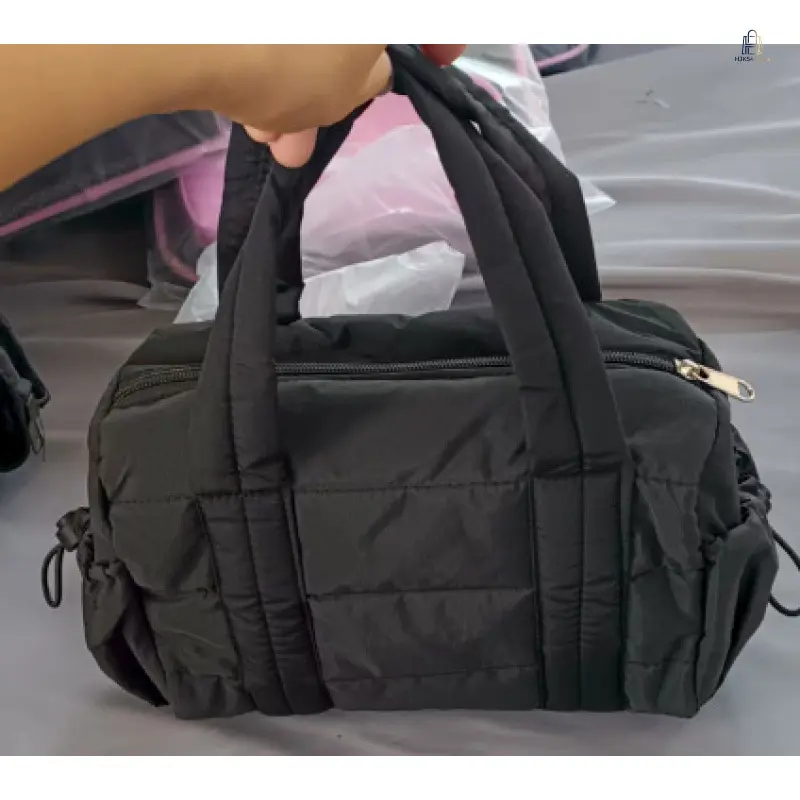 Women Quilted Shoulder Bag |     Trending Mini Fluffy Gym Duffle Bag, Detachable Strap Portable Small Travel Handbag, Multiway Crossbody Purse for Sports Shopping Daily Trip
