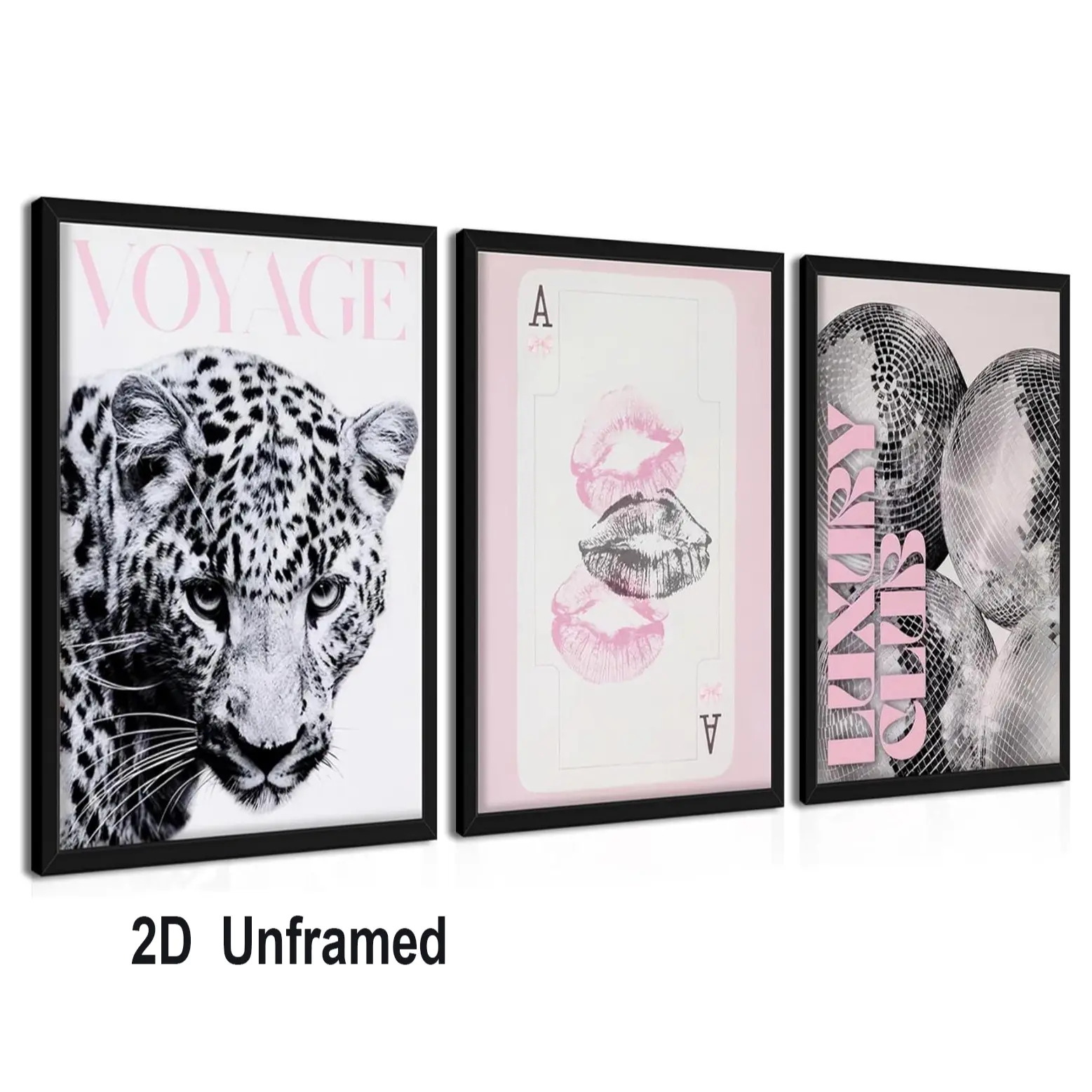 3-piece set of frameless pink leopard wall art, Y2K-style leopard print canvas wall art, and vintage-style black-and-white leopard disco posters and prints—perfect for a teenage girl’s room, bedroom, or dorm room Home Wall Art Decor Decorative Artwork