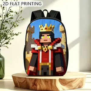 [Back-to-School Gift] One large, durable backpack with a castle and king print - adjustable shoulder straps and zipper, lightweight, suitable for school, travel, gym, photography, unisex, large size, perfect for daily student use, 2D design.
