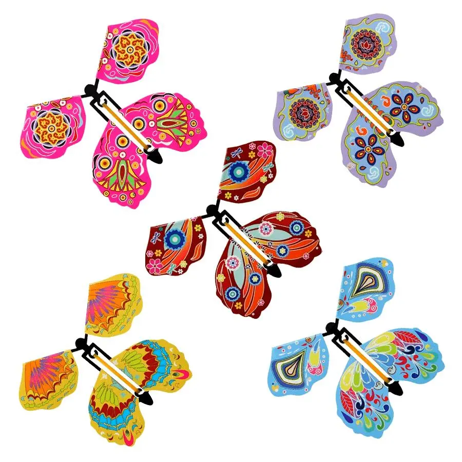 12pcs Flying Butterfly Toys for Kids - Colorful Plastic Magic Party Favors with Unique Patterns, No Batteries Needed, Birthday Christmas Halloween Classroom Prizes for Boys & Girls (Random Assortment), Kids Party Favors, Playful Kids Design for