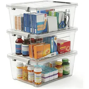 8-Quart Clear Plastic Storage Bins with Lids & Secure Latches, 3-Pack Organizer Container Box with Latch Buckles for Home, Kitchen, Closet, Garage