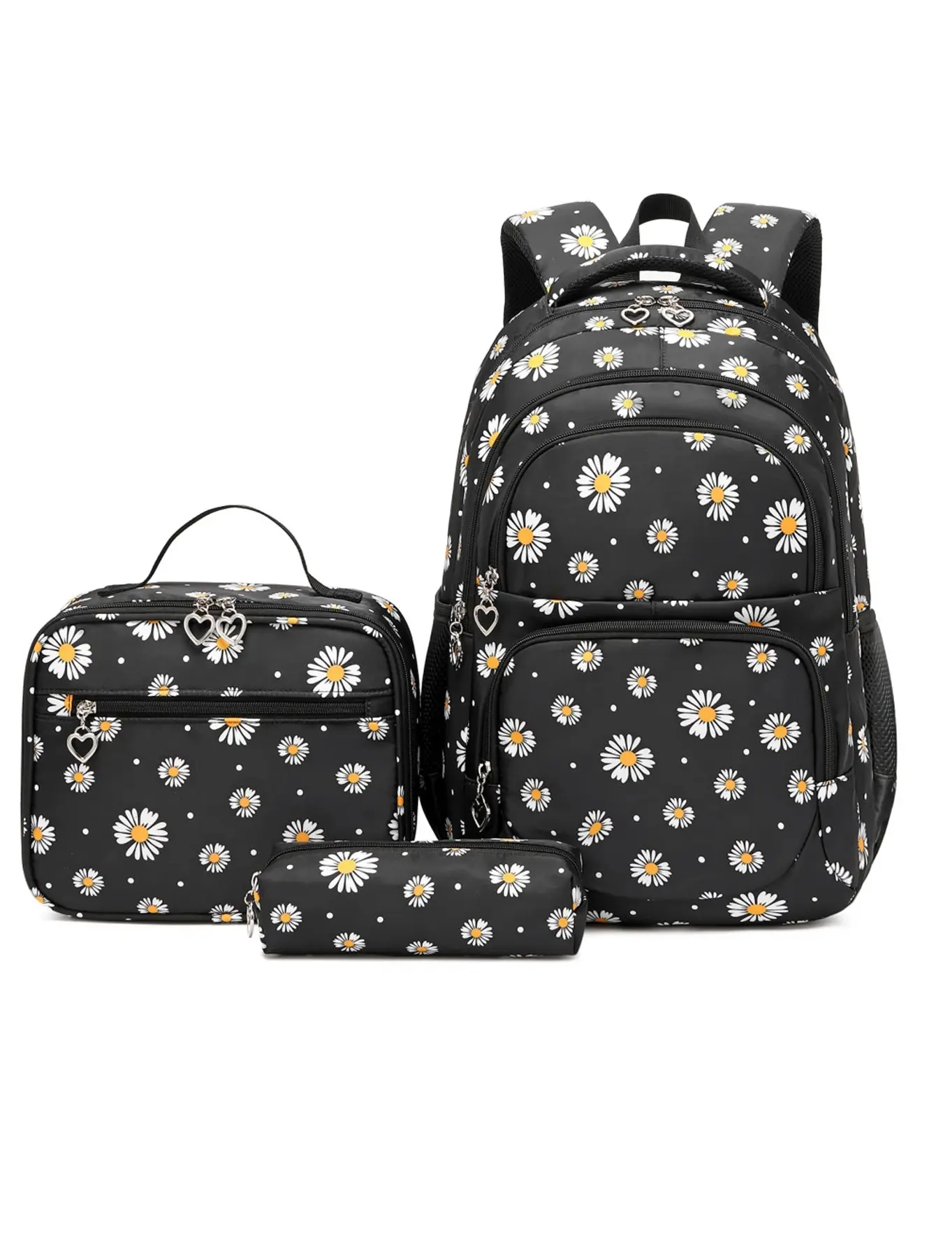 3pcs Daisy Backpack and Handbag Set for Teenagers, 15.6-Inch Cute Laptop Bag, Computer Bags, Large Capacity, Adjustable Straps, Bow Accent, Campus & Outdoor Use