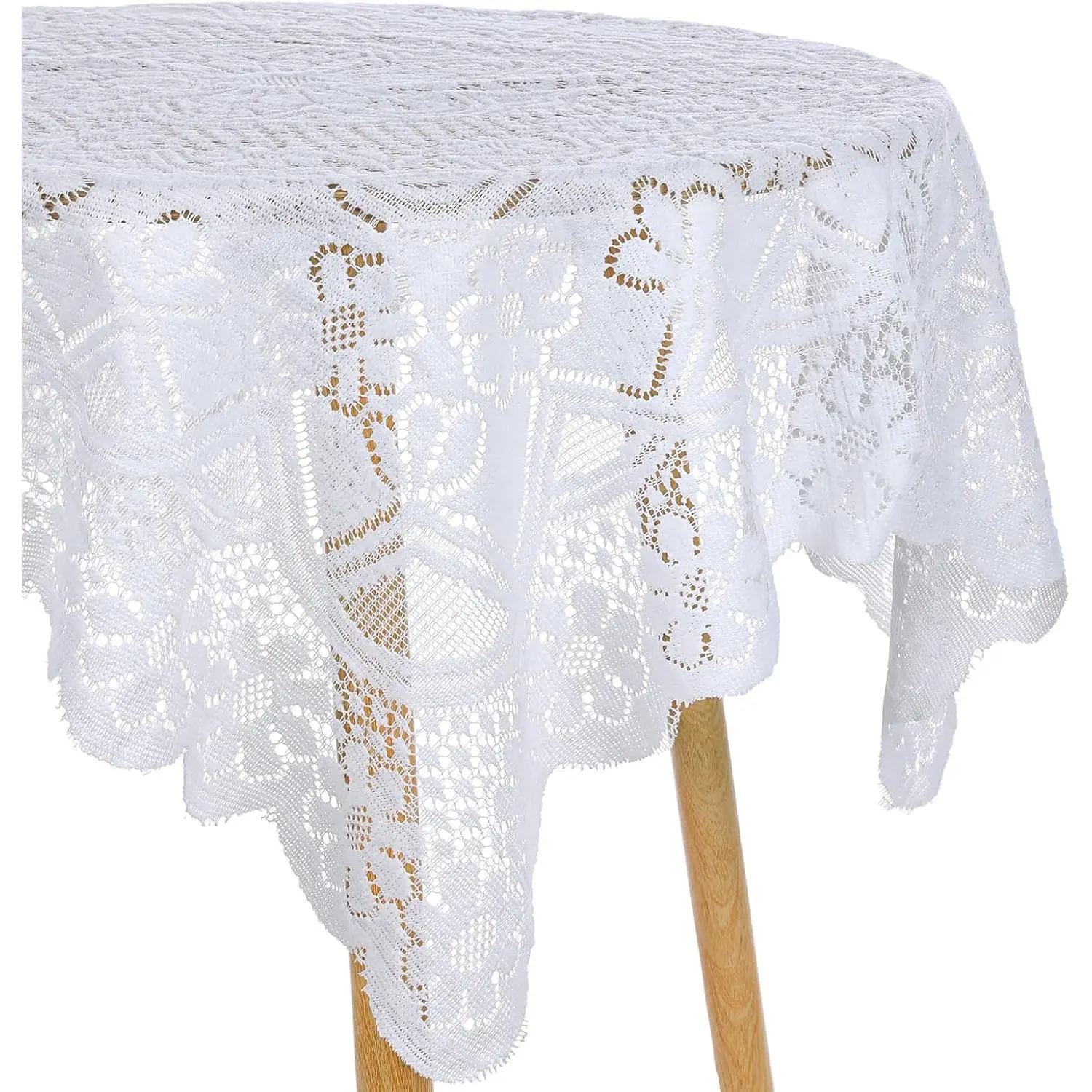 35x35 Inch Square Lace Tablecloth, White Embroidered Vintage Floral Coffee Table Cloth Cover Small Cute Tablecloth for Round Coffee Side Tables, Decor for Wedding Dining