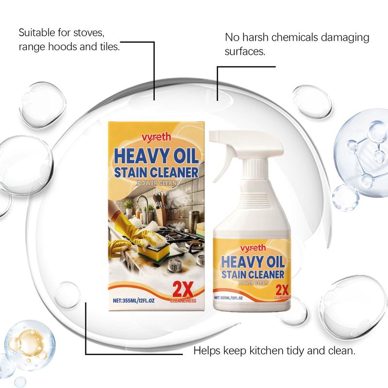 (2 Pieces)Heavy Oil Stain Cleaner,Oil Stain Cleaner Spray with Sprayer, Cleaner Treatment Agent, Stain Remover, Household Cleaning Product for Kitchen Stove, Range Hood, Cleaning Supply, Interior Cleaner, Kitchen Cleaning Supplies, Deep Stain Remover