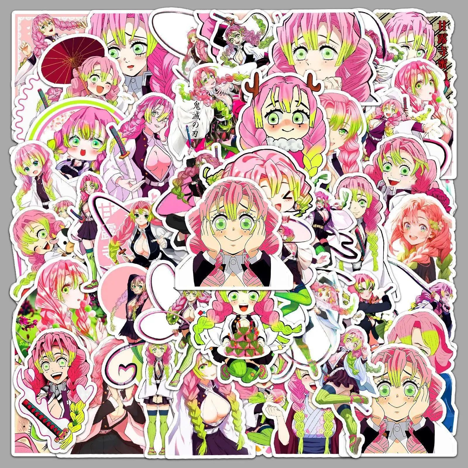 2026 hot item 50PCS Kawaii Kanroji Mitsuri Anime Stickers Demon Slayer Sticker Aesthetics Scrapbooking Cup Laptop Suitcase Girls Decals Popular stickers