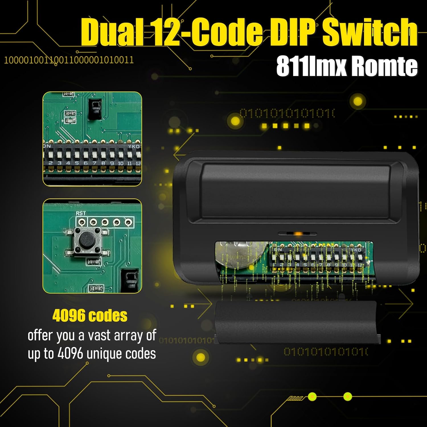 811LMX Gate Remote for liftmaster, 12-Code  Replaces 811LM, 811LMX Gate Opener Remote Compatible with 850LM/ 860LM Receivers, Using + 2.0 Technology, 390 MHz and 315 MHz, 2pack