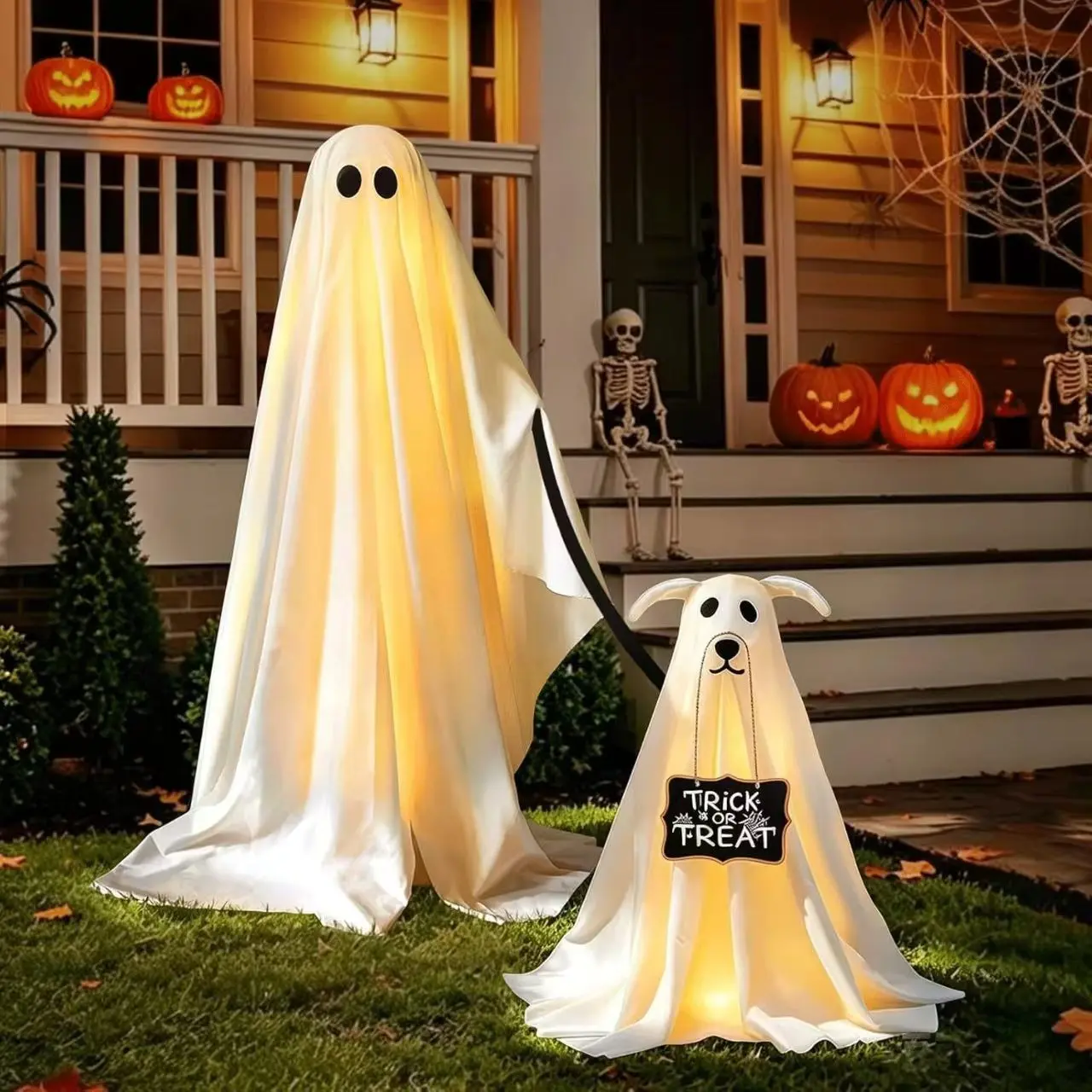 Halloween Remote Control Glowing Ghost Dog Outdoor Decoration, Night Light Remote Ghost Puppy Doll, Halloween Party Creative Display, Indoor Outdoor Festival Horror Atmosphere Decorations