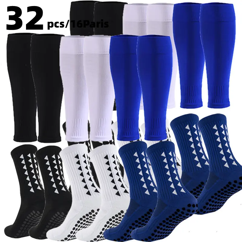 16 Pairs Unisex Professional Football Socks Lightweight Breathable Non Slip, Spandex Moisture Wicking for Training Matches Summer Wear, Soft Stretchy Durable Reinforced Toe Heel, Elastic Cushioned Giant Pack Gift for Players., Grippy Sports Socks, Socks A
