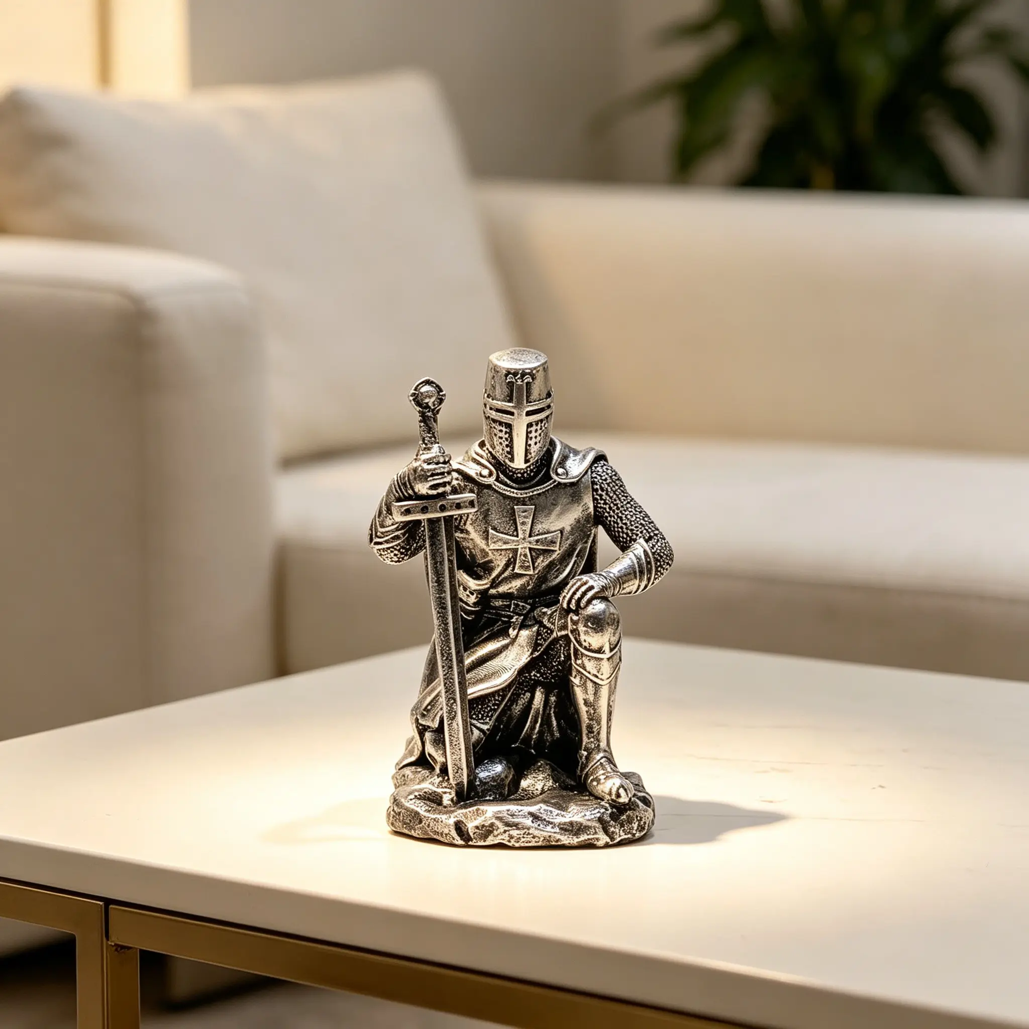 1 Pc Sword-Wielding Knight Resin Statue, Retro Medieval Warrior Figurine Decoration Figure for Home Decor, Gift for Father's Day, Ideal Decor for Office Desks & Living Room Bookshelves, Christmas Home Decoration for History Enthusiasts