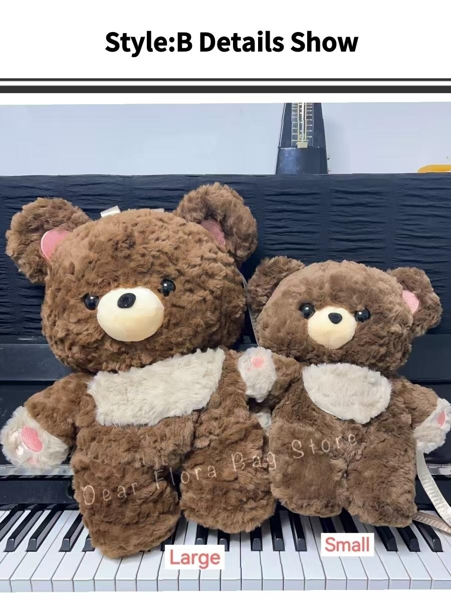 New Cute Plush Brown Bear Backpack Kawaii Soft Animal Knapsack High Quality Lolita Furry Shoulder Bag Fashion Girl Birthday Gift