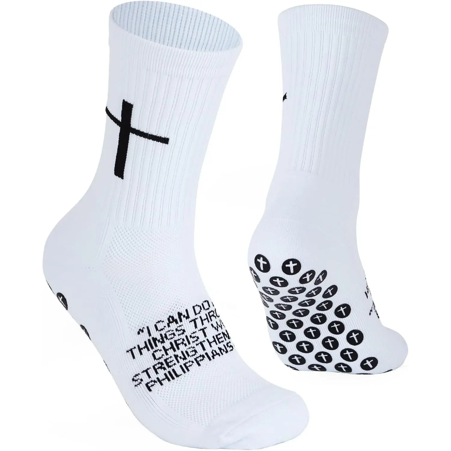 Cross Grip Soccer Socks - Anti-Slip Grips Sports Sock with Bible for US 6-13