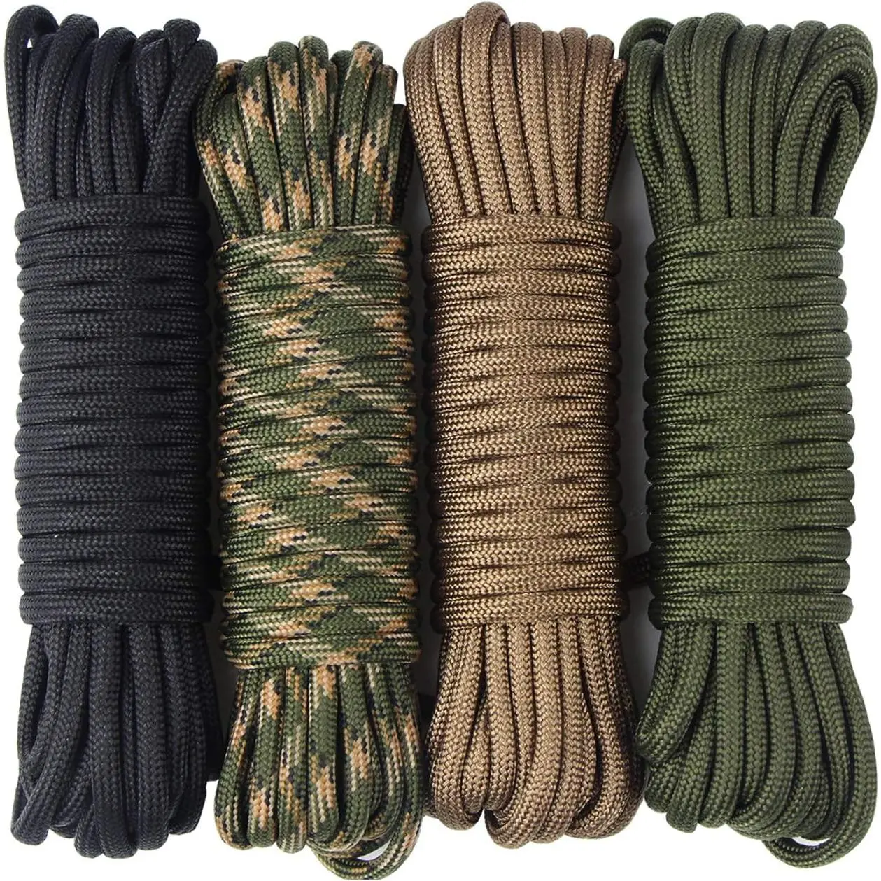 4-Piece 550 Polyester/Nylon Paracord Rope (6M/19Ft) - Multifunction Hardware Rope for Crafting Bracelets, Belts, Wristbands, Lanyards, Dog Collars (D4-A), 6 Meter