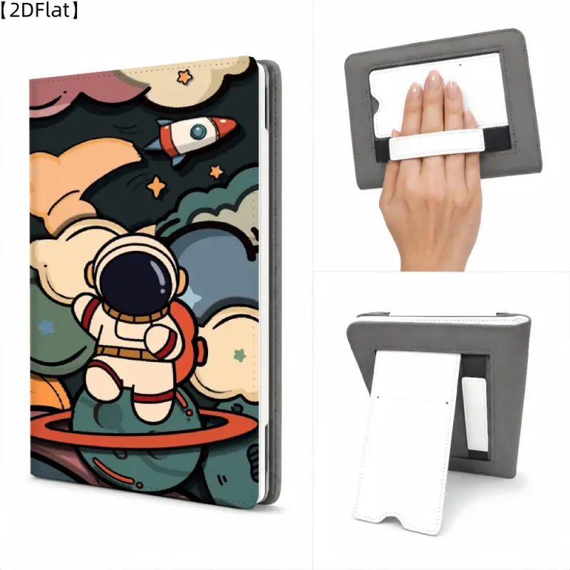 1 protective case for Kindle/Kobo Cute Astronaut In Space Scene Protective Ebook Reader Cover With Hand Grip Hand Strap & Adjustable Kickstand, Auto Sleep Wake Function Lightweight Shockproof Folio Shell, Fit Kobo Clara HD/Clara 2E/Clara BW/Clara Colour 6