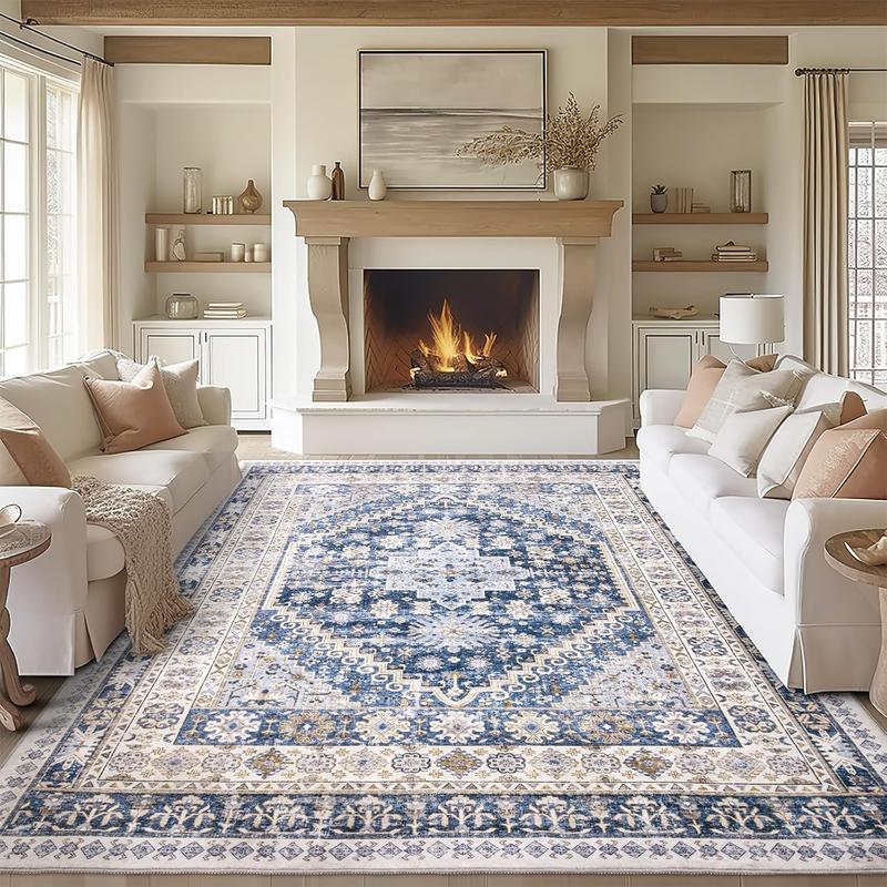 Art&Tuft Area Rugs for Living Room  Non-Slip Backing Washable Rugs  Vintage Large Area Rug  Stain Resistant Home Decor Rug  Foldable Indoor Area Rugs