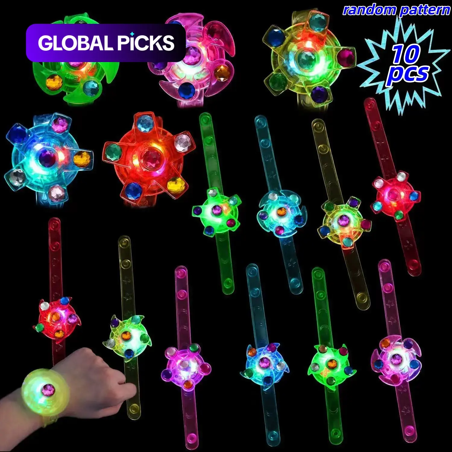 10pcs Glow-In-The-Dark Fidget Spinner Bracelet Rings, Fun Party Gifts for Kids Aged 4-12, Ideal for Halloween and Christmas Goodie Bags, Party Favors Assortment, Party Favor Packs, Gift Basket Filler #GLOBAL PICKS