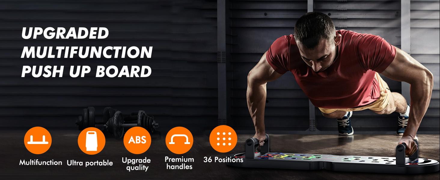 THE WELL KEPT Portable Home Gym Workout Equipment, Push Up Board, Pilates Bar & Fitness Accessories with Resistance Bands for Upper Body Strength Training Full Body Workout at Home