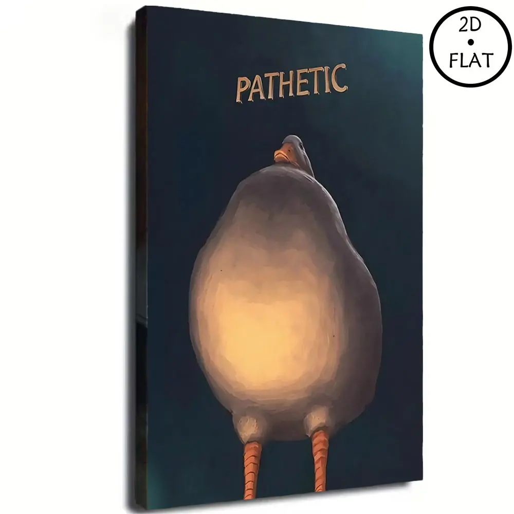 Quirky Meme Wall Decor, Unframed Canvas Print of Funny Pathetic Duck with Sarcastic Quote, Art Poster for Dorm, Bedroom & Bathroom Decoration  , dopamine   Decor   items Personalized Pet Portrait church unique art decoration