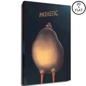 Quirky Meme Wall Decor, Unframed Canvas Print of Funny Pathetic Duck with Sarcastic Quote, Art Poster for Dorm, Bedroom & Bathroom Decoration  , dopamine   Decor   items