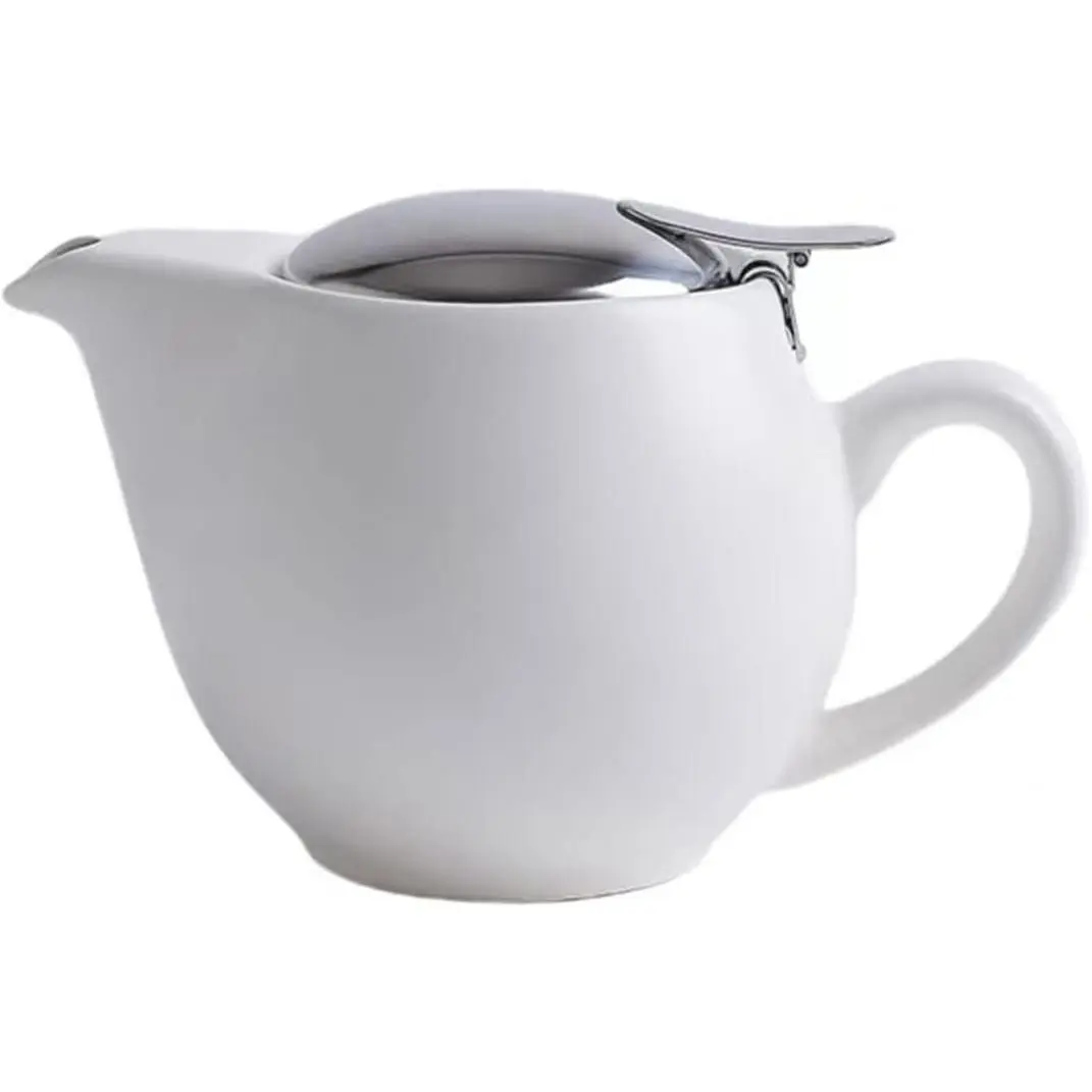 Small Ceramic Teapot With Stainless Steel Infuser For Loose Tea And Blooming Tea, Heat Resistant Ceramic Tea Pot And Tea Kettle, Perfect Tea Maker, White Teapot 350ml/12.0oz