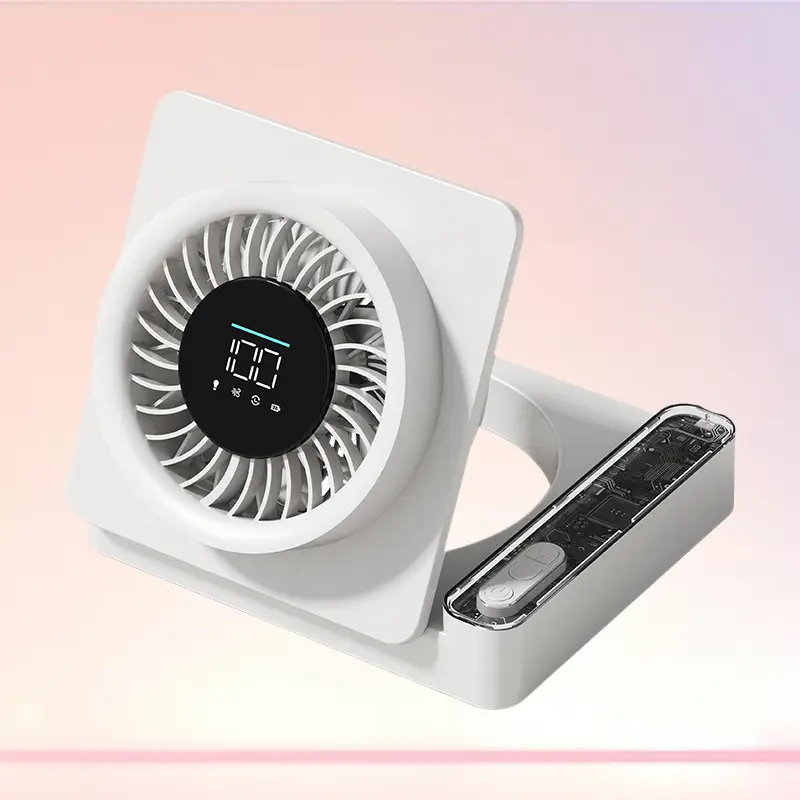 USB Rechargeable Bladeless Desktop Fan Digital Display Powerful Airflow Mini Cooling Fan For Household Indoor Summer Use