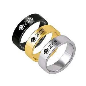 Fashion Class Of 2026 Graduation Ring Stainless Steel Rings For Women Men Graduates Jewelry Gifts