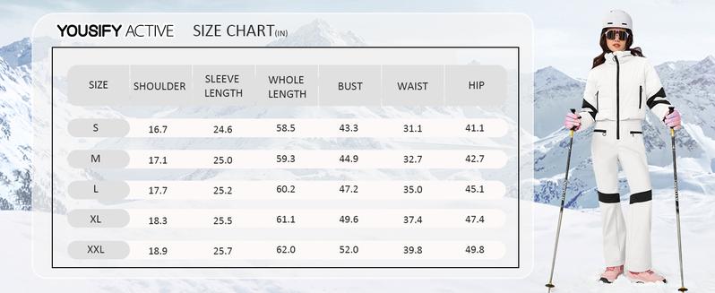 Yousify Womens Onesie Ski Suit Winter Outdoor Sports Warm Waterproof Snowsuit Color Block Jumpsuits Snow Jackets