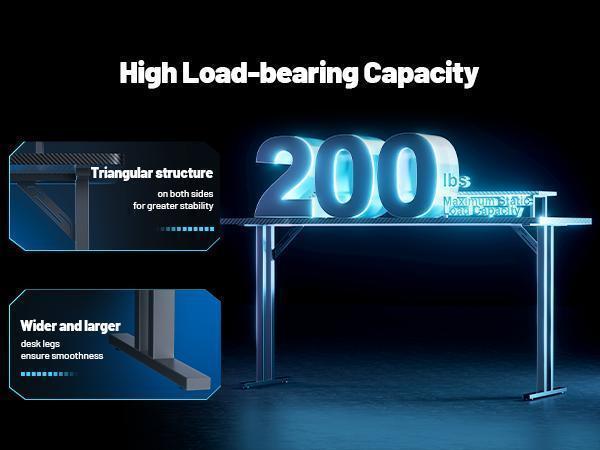 Ecofurnix,LED light game table & power socket, computer gaming desks & monitor stand, ergonomic carbon fiber game table, home office desk with cup holder, headphone hook and mouse pad, simple assembly