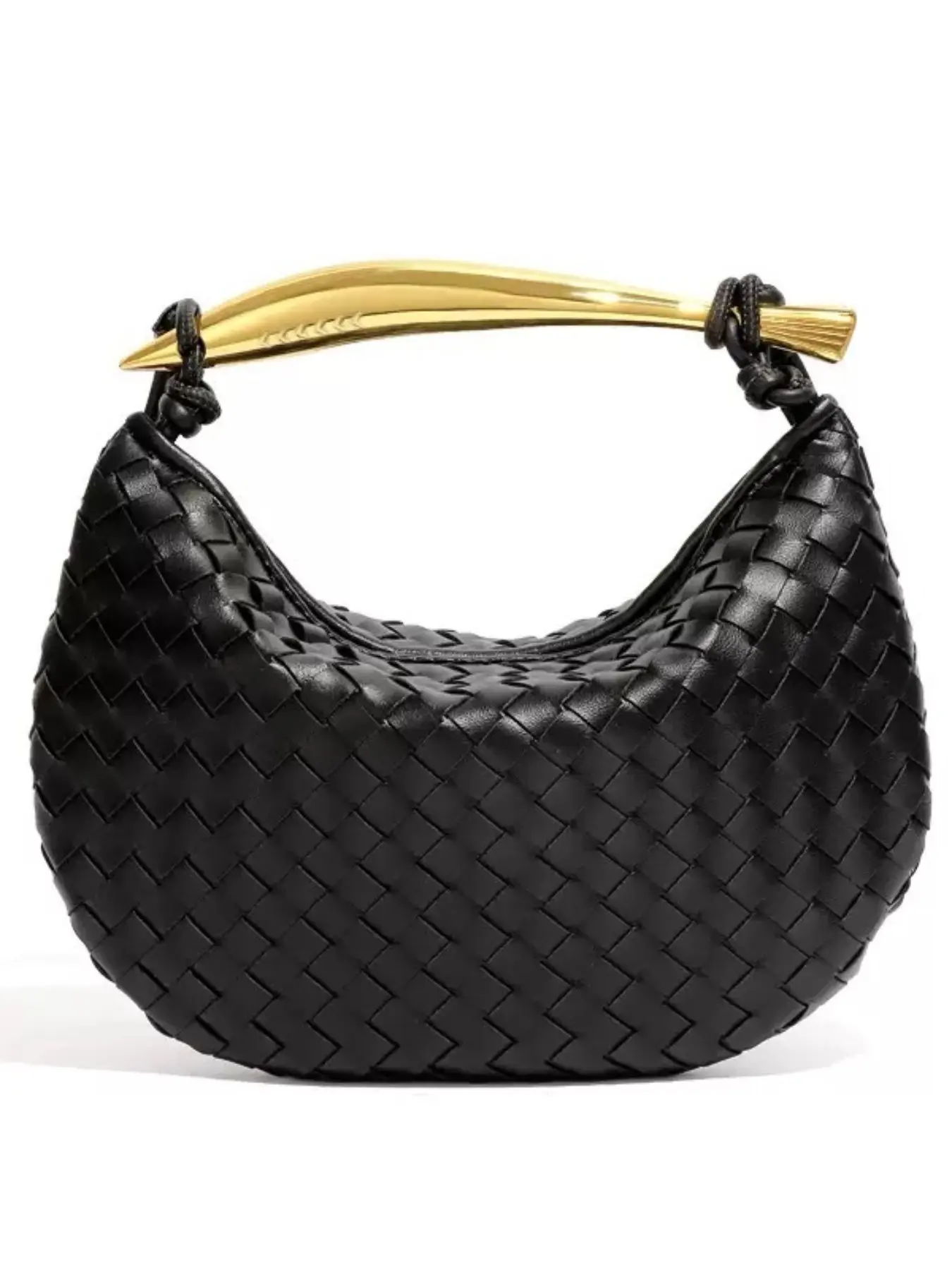 Everyday Commute Handwoven Crescent Hobo Bag for Office Women, Sleek Minimalist Handheld Purse, Quiet Luxury Design