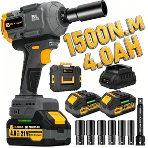 JEXUGK Cordless Impact Gun, 15200Nm 1/2" Power Impact Wrench with 2 x 4.0Ah Battery, 21V Brushless High Torque Pistola de Impacto with 6 Sockets, Llave de Impacto for Home Car Pickup Tire Nut Removal