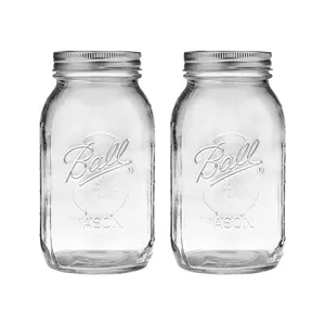 32-OUNCE Mason Jars with Lids and Bands, Clear, Pack of 2 for Canning and Storage